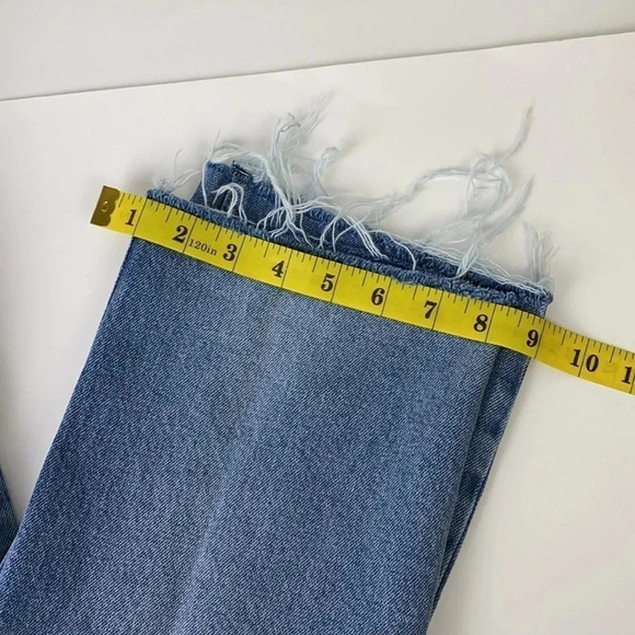 Zara the HW kick high waist distressed hem high medium wash blue jeans  XS - Picture 13 of 16